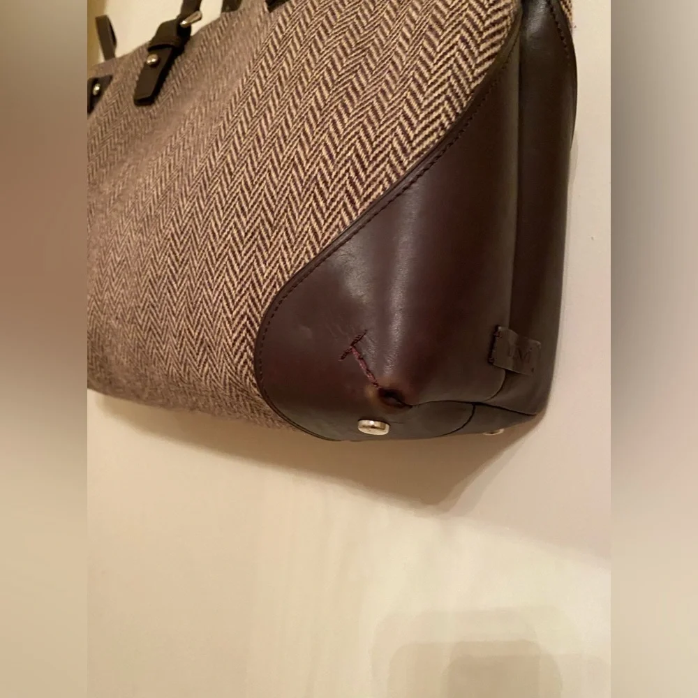 Tumi wool & leather spacious brown bag with a lot of compartments & pockets NWT - Picture 7 of 16